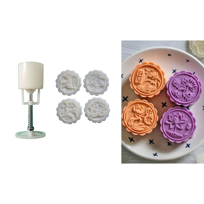 Mooncakes Molds Pastrys Stamps Lotusleaf Shape Mooncakes Hand Press Molds gallery