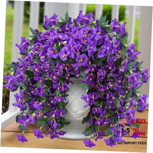 Artificial Fake Hanging Flowers Plants for Outdoor Outside Spring 2Pcs Purple