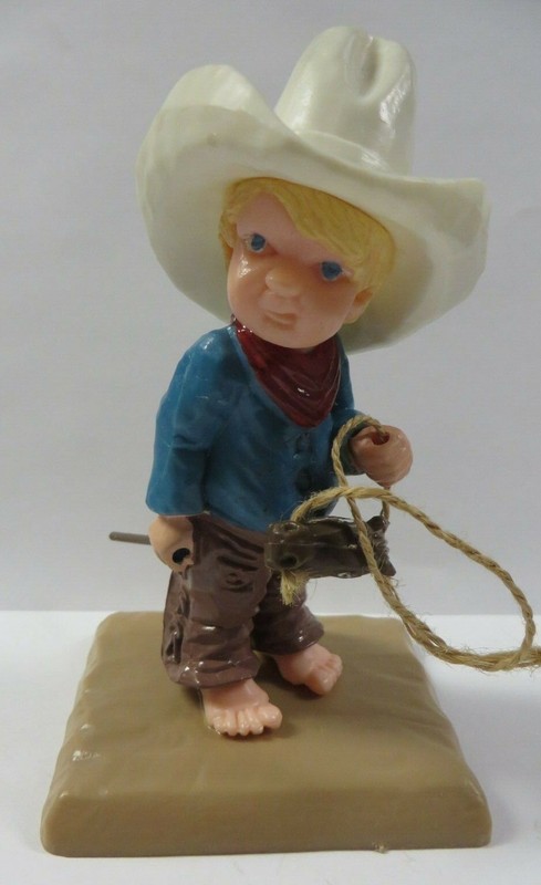 Vintage Wilton LITTLE BOY COWBOY RODEO 5″ Cake Topper Decoration 10-Gallon Hat