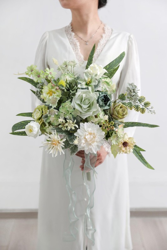 rongflower Forest Green Fake Rose Silk Flowers Combo Box Set Decor gallery