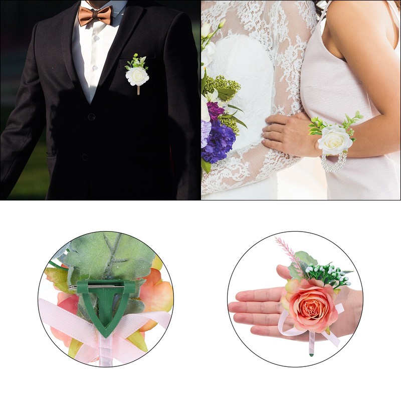Rose Boutonnieres for Men Pack of 6 Groom Boutonnieres for Prom,14x9cm Light Red gallery