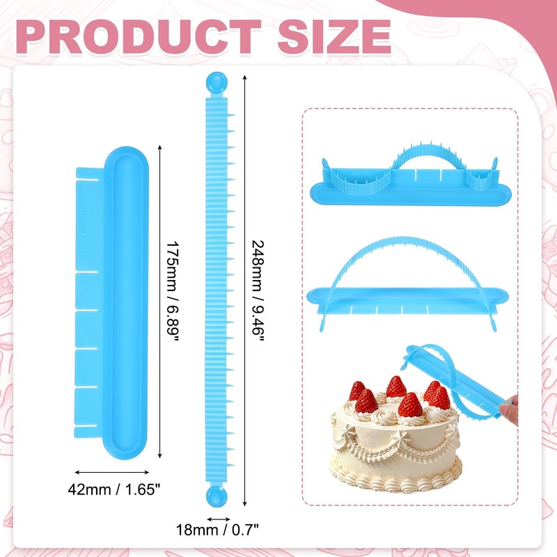 2Pcs Cake Arch Guide Tool, Adjustable Cake Arc Ruler for Baking, Blue gallery