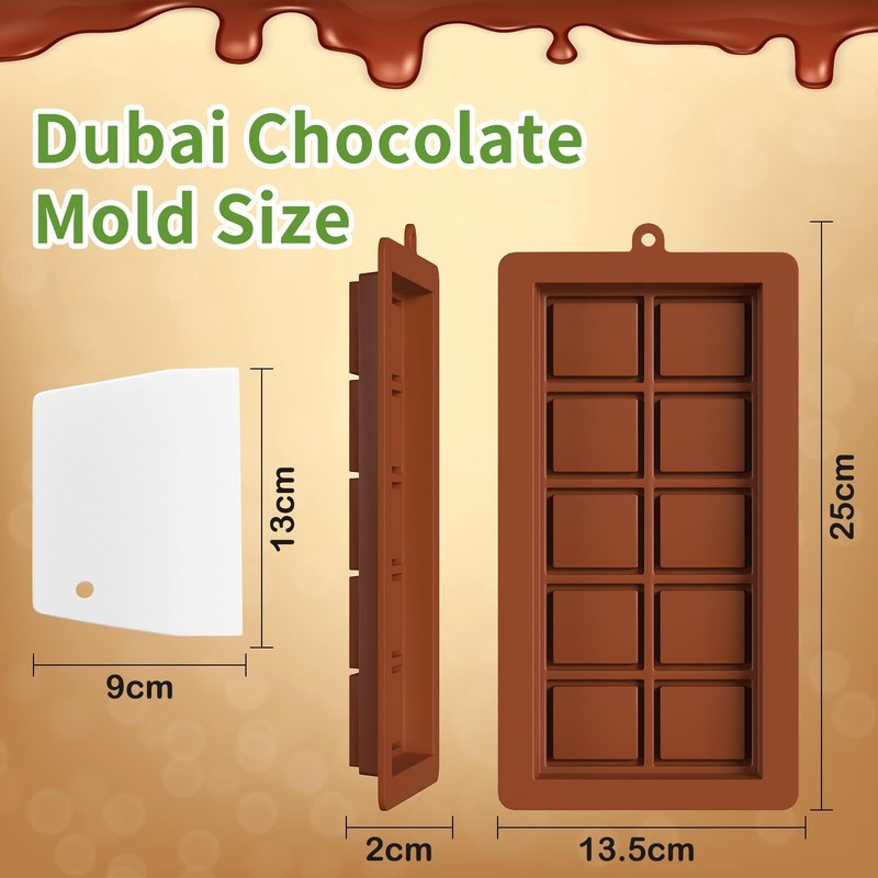 Dubai Chocolate Mold 2 Pack0.79 Inch Deep Large and Thick Silicone Chocolate ... gallery