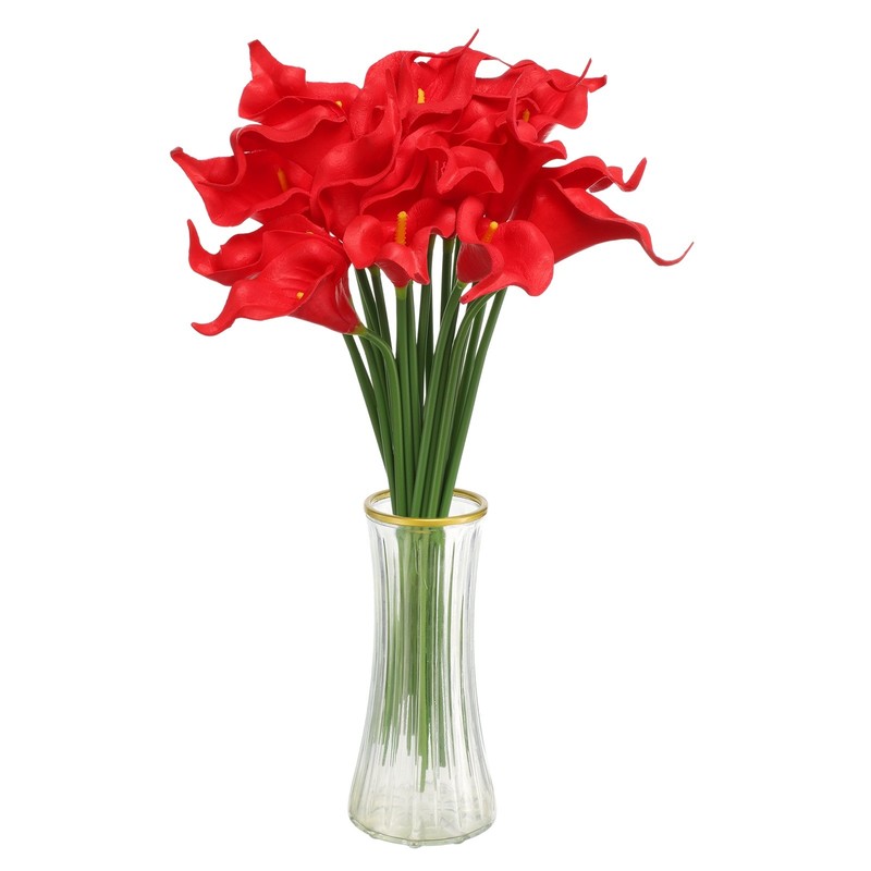 20pcs Artificial Calla Lily Fake Silk Flowers for Home Decor, Red