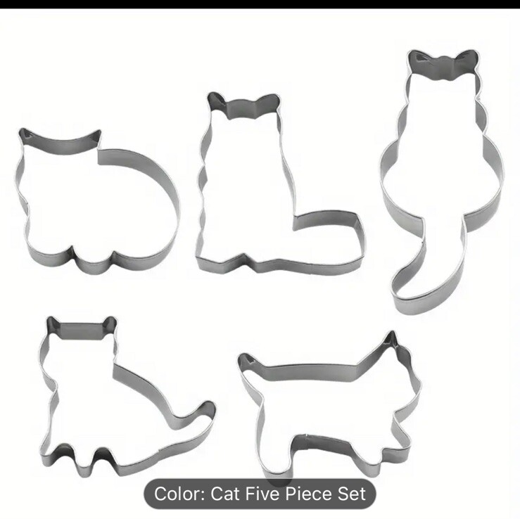 Cat Cookie Cutter Set 5 Pc Metal Baking Kittens Kitchen Fun Cutters gallery