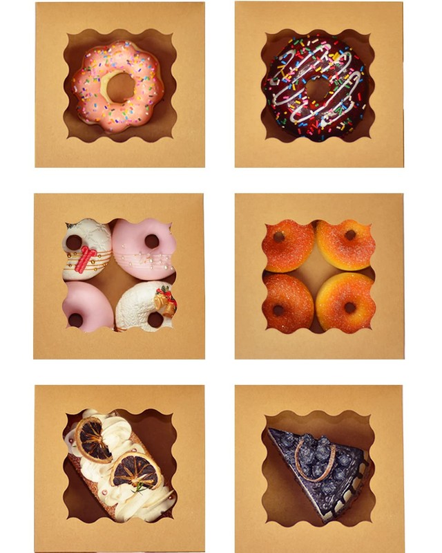 30 PCS Brown 6x6x3 Inch Bakery Treat Boxes Window Thick Sturdy Macaron Cookie gallery