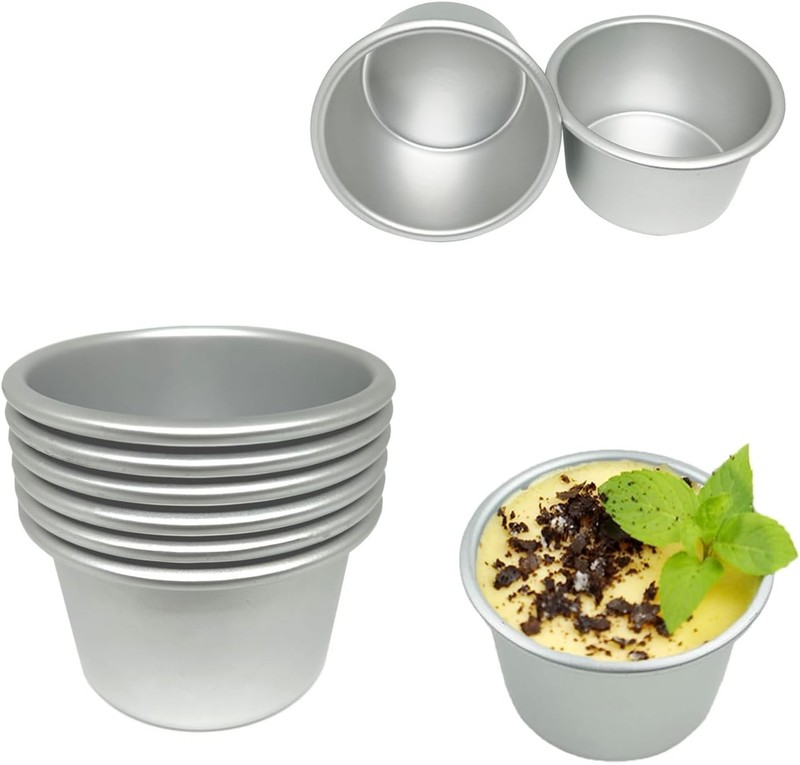 6 Pcs Popover Pan 3.4×2.0 in Aluminum Pudding Cups Reusable Nonstick Large