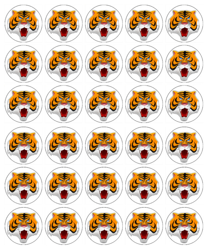 Tiger Cupcake Toppers Edible Icing Birthday Cake Jungle Animal Decorations #03 gallery