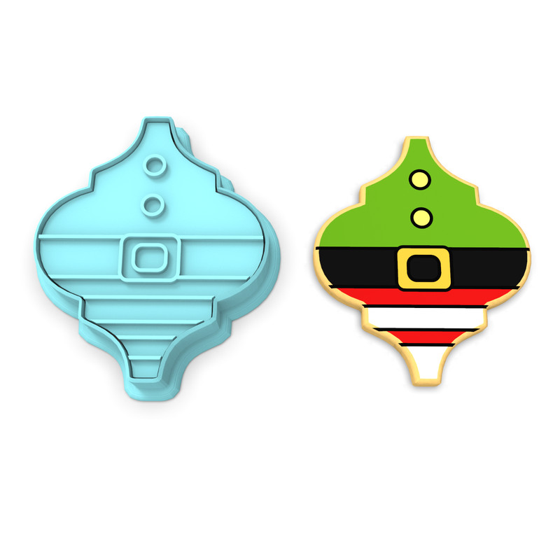 Elf Plaque Cookie Cutter & Stamp | Christmas Elves Belt Xmas