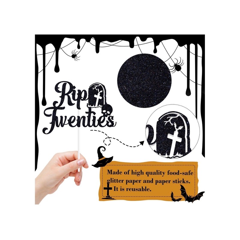 Hilarious Rip Twenties Cake Topper Black Glitter 30th Birthday Party Funeral gallery