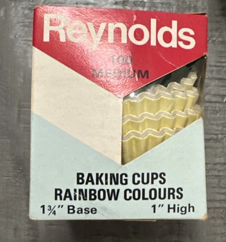 Vintage 80s Reynolds Baking Cups Rainbow Color Made in Canada Set Of Three Boxes gallery