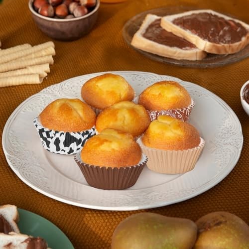 600 Pcs Cupcake Liner Paper Baking Cups Brown Bandana Cow Print Western Cowboy gallery