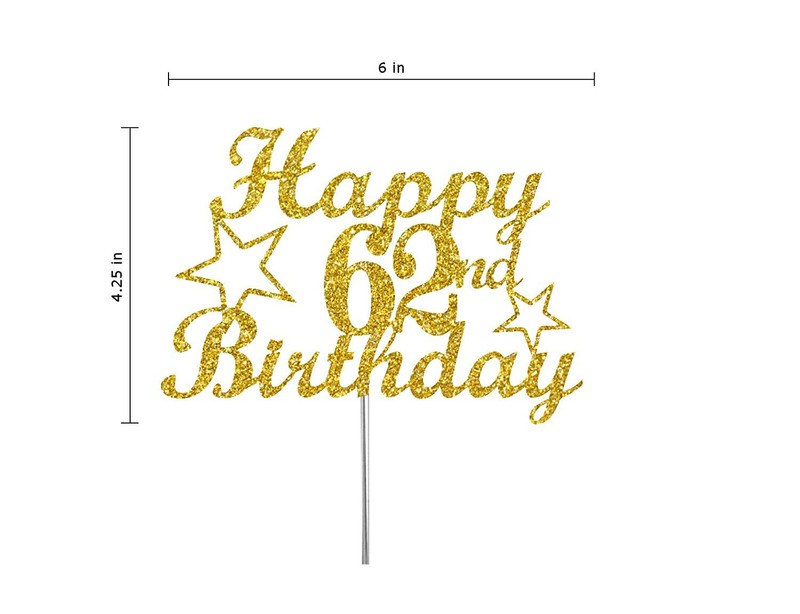 62 Birthday Cake Topper Gold Glitter, 62nd Party Decoration Ideas gallery