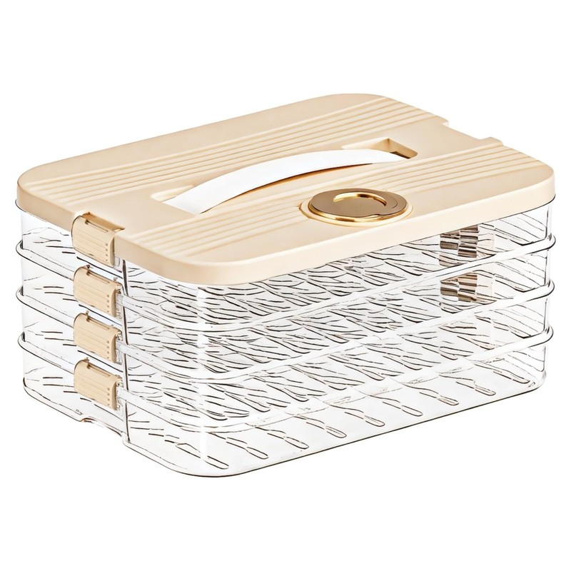 4-Tier Stackable Food Storage Container with Handle, Transparent Bento-Style …