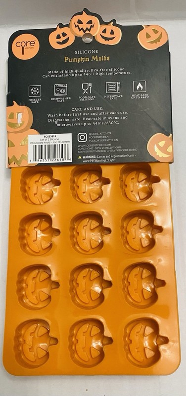 NEW Set of 2 Core Kitchen Silicone Pumpkin Jack O Lantern Molds - Chocolate/Bake gallery