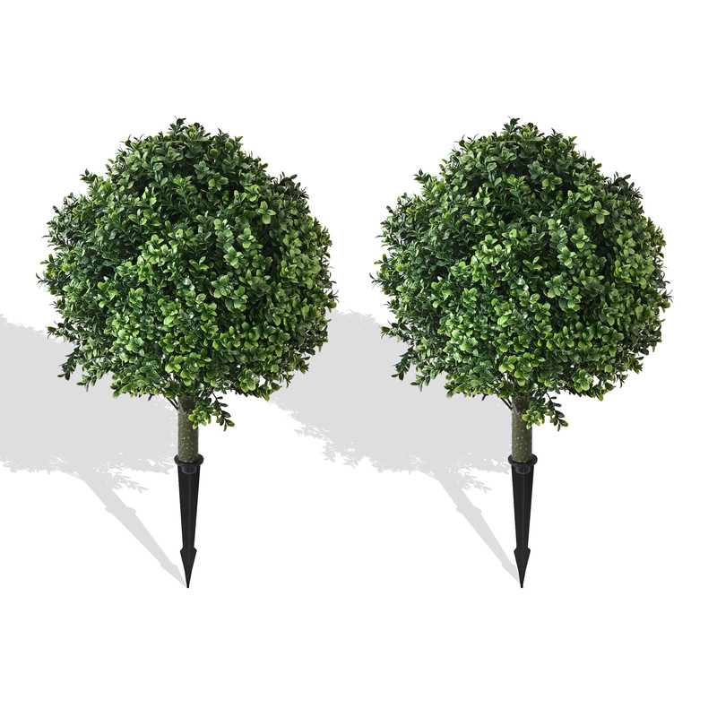 Fregahx 28 Artificial Boxwood Topiary Ball Trees Ground Spike For Outdoorset Of