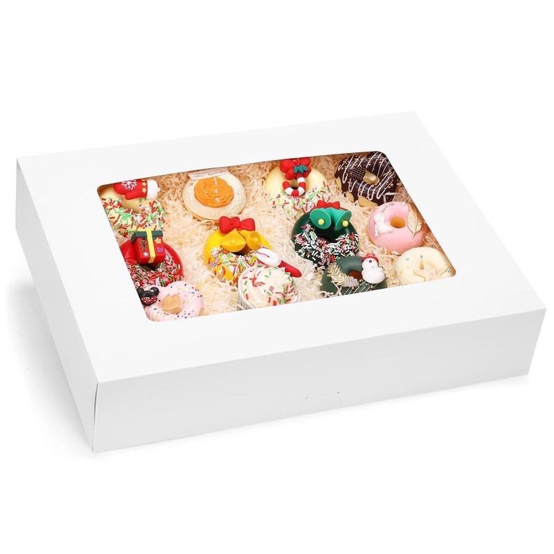 Moretoes 20pcs 19x14x4in Sheet Cake Boxes, White Rectangle Bakery Boxes with …