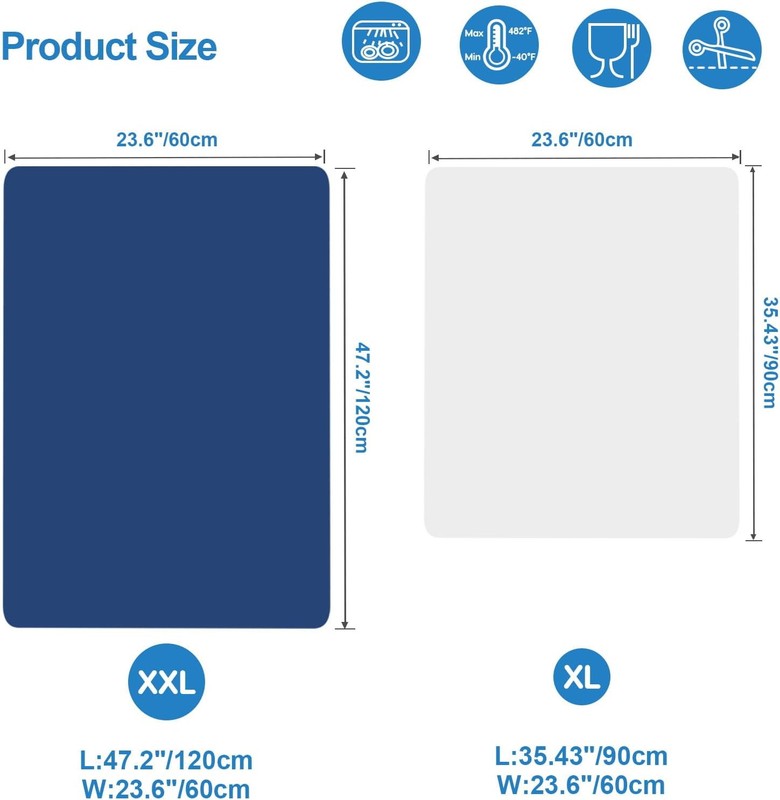 AECHY Silicone Mats for Kitchen Counter 47"L x 23.6"W, Blue gallery