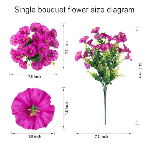 Artificial Outdoor Flowers 16 Bundles Fake Morning Glory Flower Outdoor Fuchsia gallery
