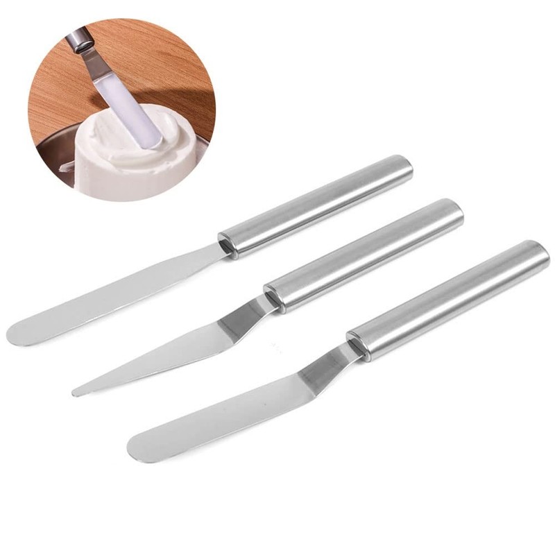 3 pack Cake Decorating Icing Spatulas Stainless Steel, 8.8*0.79 inch, Silver