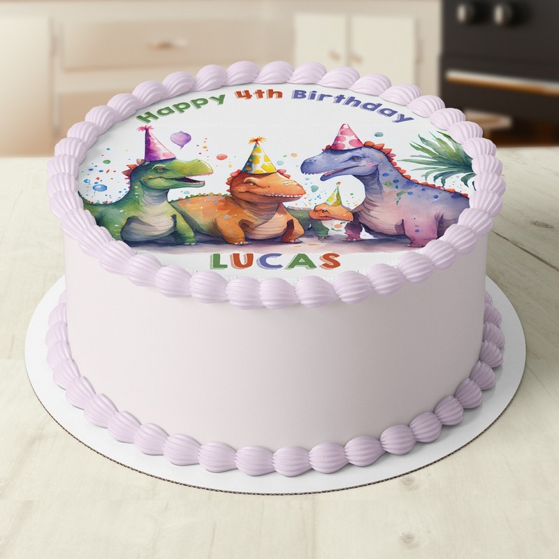 Dinosaur Dinosaurs Pre-cut Round Edible Icing Cake Topper