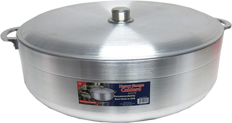 Heavy Duty Aluminum Calderon Pot with Lid – 28.5 QT Silver Cookware