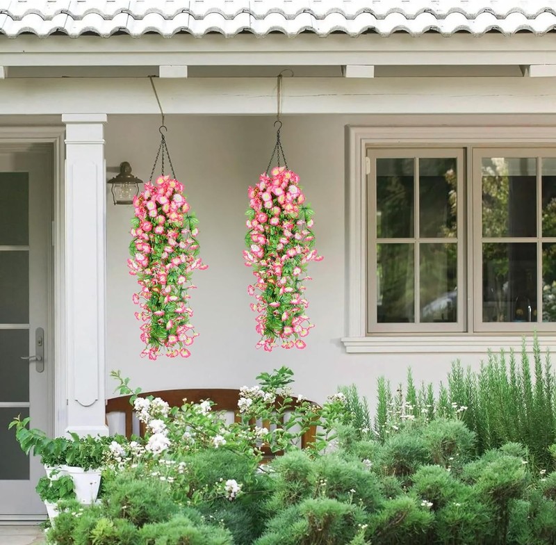 Pink-Edged Morning Glory Vines (3-Piece) – UV-Resistant Artificial Hanging gallery
