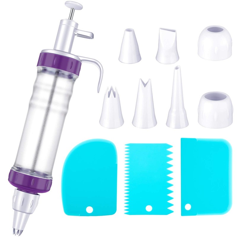 Dessert Decorating Syringe Set, Cupcake Frosting Filling Injector with 7 Plas…