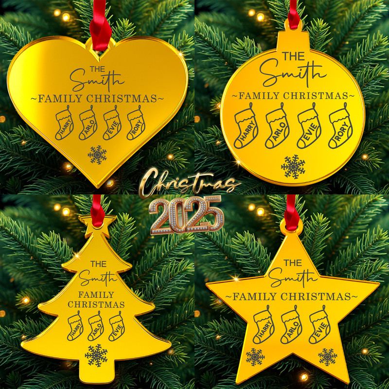 PERSONALISED Family Christmas Bauble Ornament Custom Acrylic 3mm
