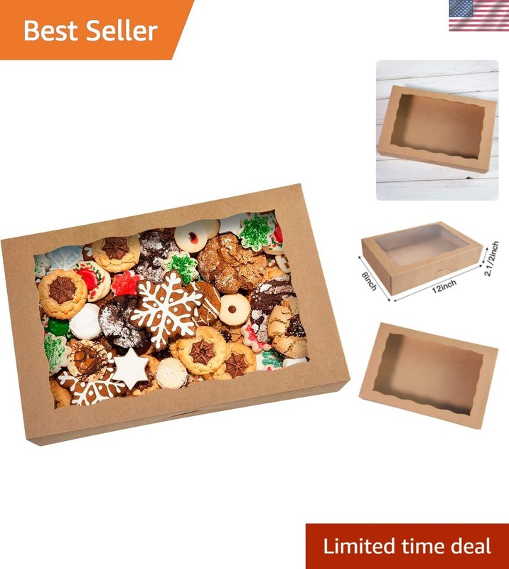 Luxury 12x8x2.5 inch Window Bakery Boxes – 8 Pack for Perfect Treat Presentation