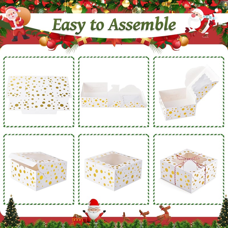 32 PCS 8x6x2.5 Inch White Christmas Cookie Boxes With Window Gifts Treats gallery