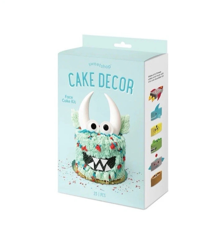 Sweetshop Cake Décor Face Cake Decorating Kit, 23 Pcs, Monster, Shark, Dino, etc