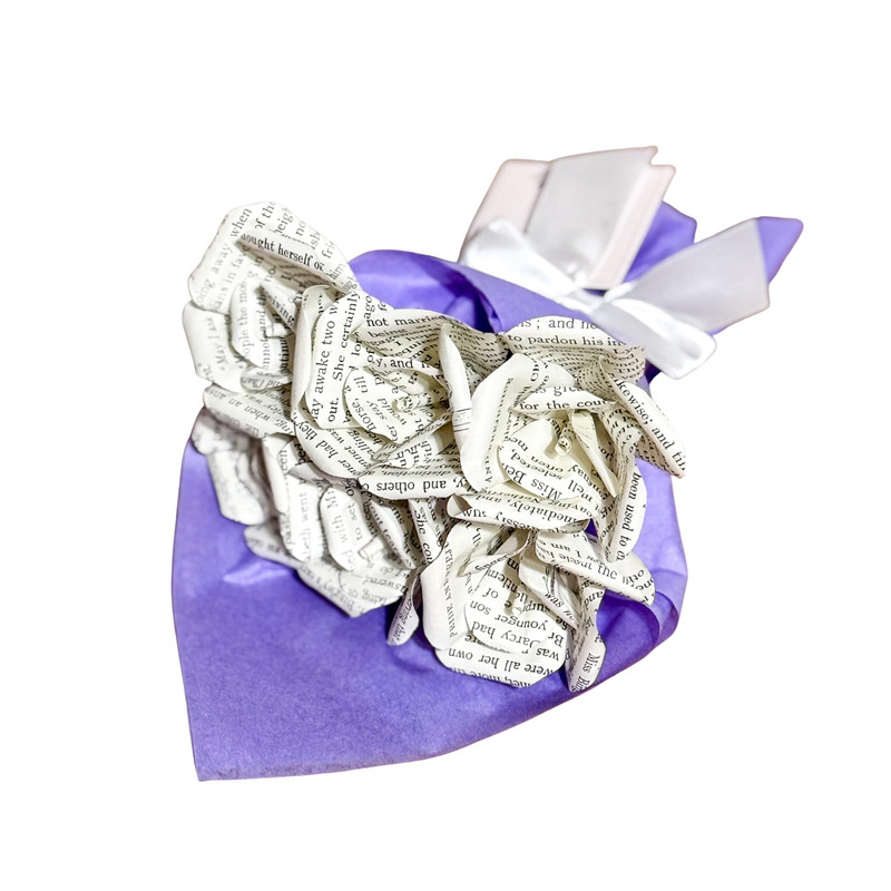 Literary Blooms Handmade Pride And Prejudice Paper Flowers Six Mini Paper Roses