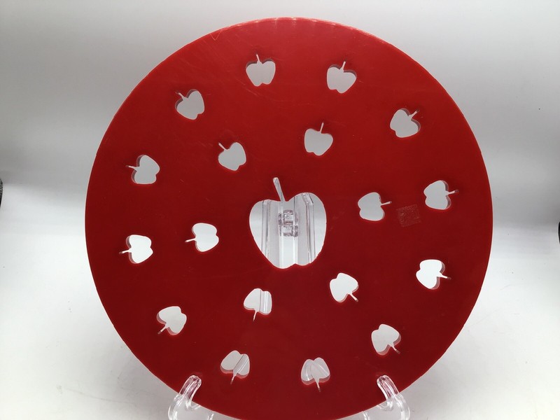 Fox Run Pie Top Cutter Apple Red Plastic 9.5″ Press Mold Shape Steam Vent Baking