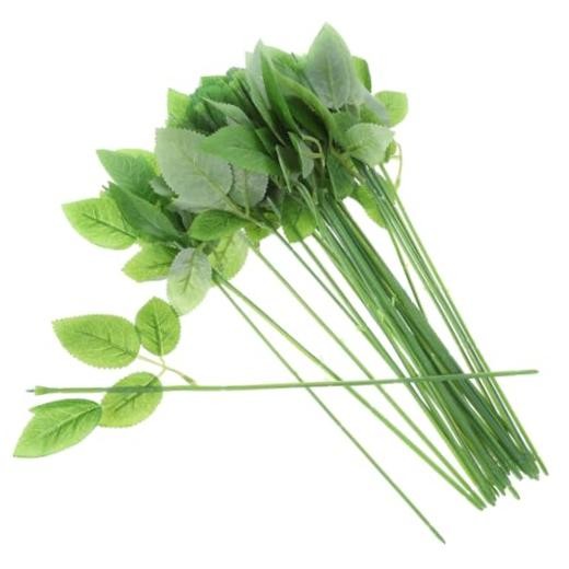 30 Pcs Artificial Flower Stems, 12.99 Inch Green Plastic Rose Floral Wire