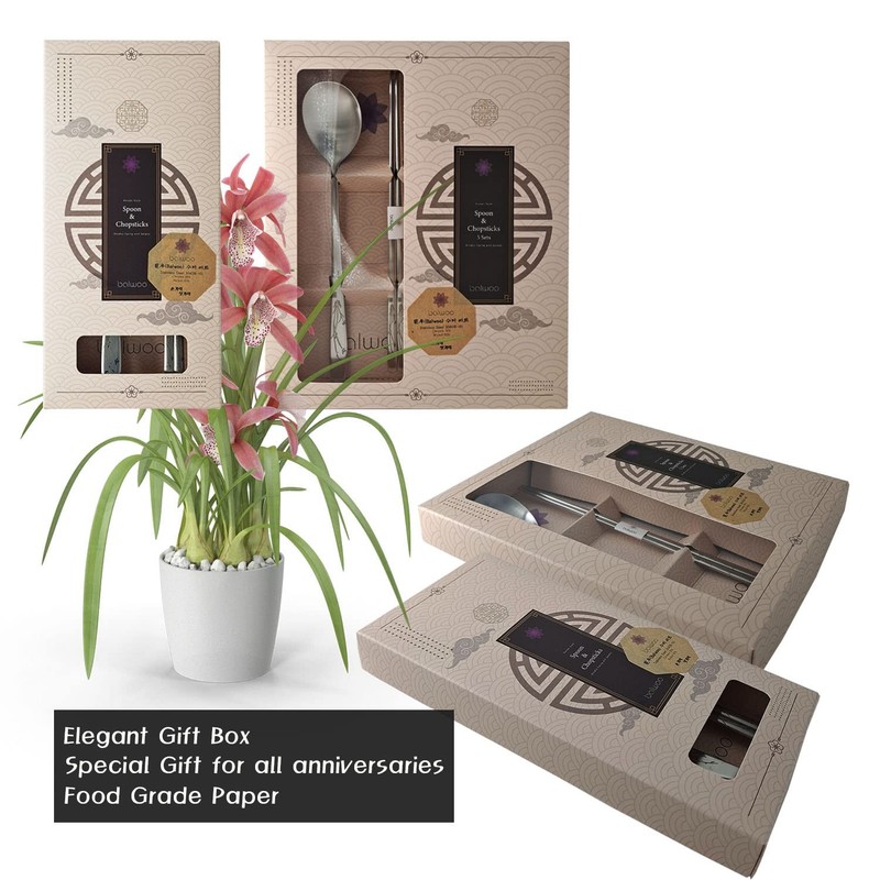 [2 Sets] [Made in Korea] Orchid Design Korean Style Sticky Rice Spoon Chopsti... gallery