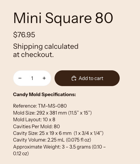 Truffly Made Silicone Mold Mini Square 80 gallery