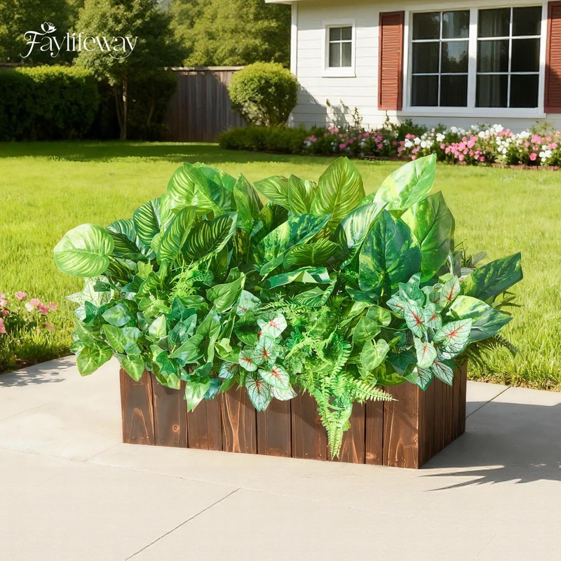 Faylifeway 24 Bundles Artificial Plants Outdooruv Resistant Fake Greenery Stems gallery