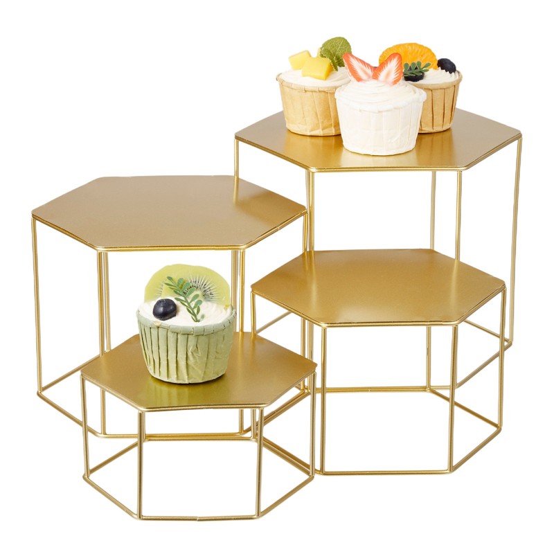 4 Piece Gold Dessert Table Display Set,Metal Cake&Cupcake Stands for Party Decor