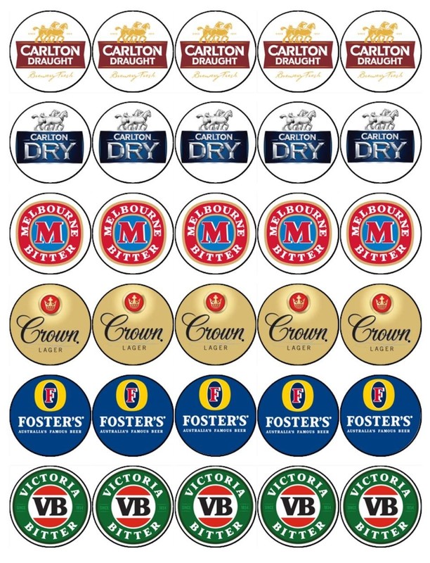 Beer Brands Edible Cupcake Toppers – Aussie & World Beer Wafer Cake Decorations gallery