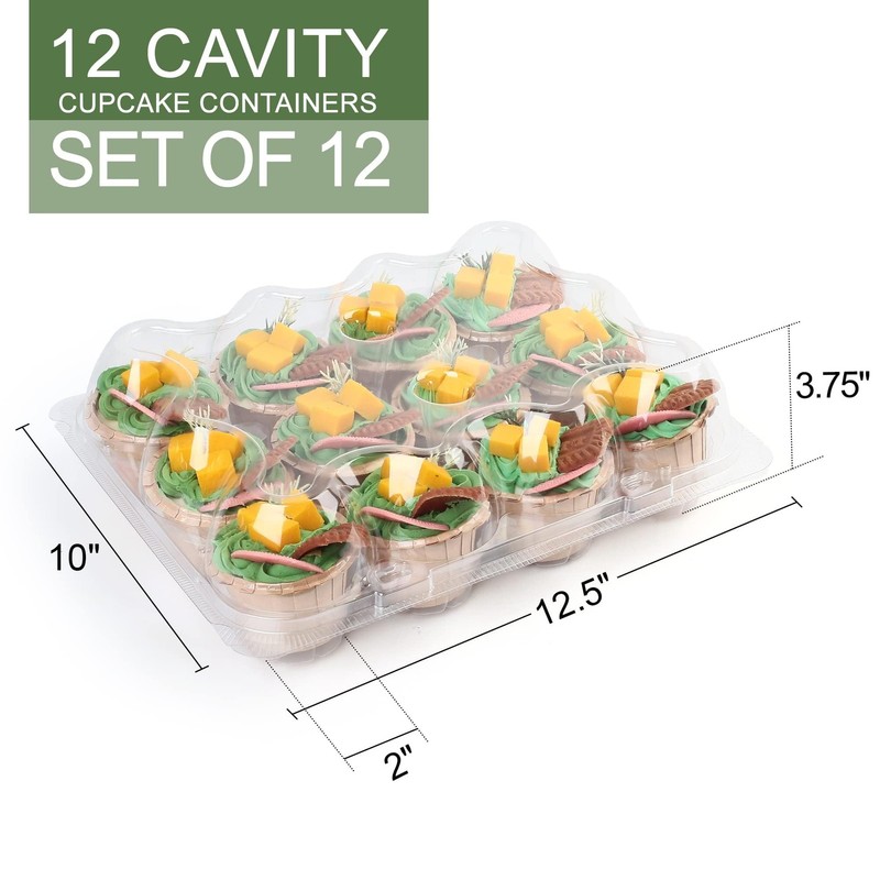 LotFancy (12 Count x 12 Sets) Cupcake Containers with 144 Liners, Thick Plast... gallery