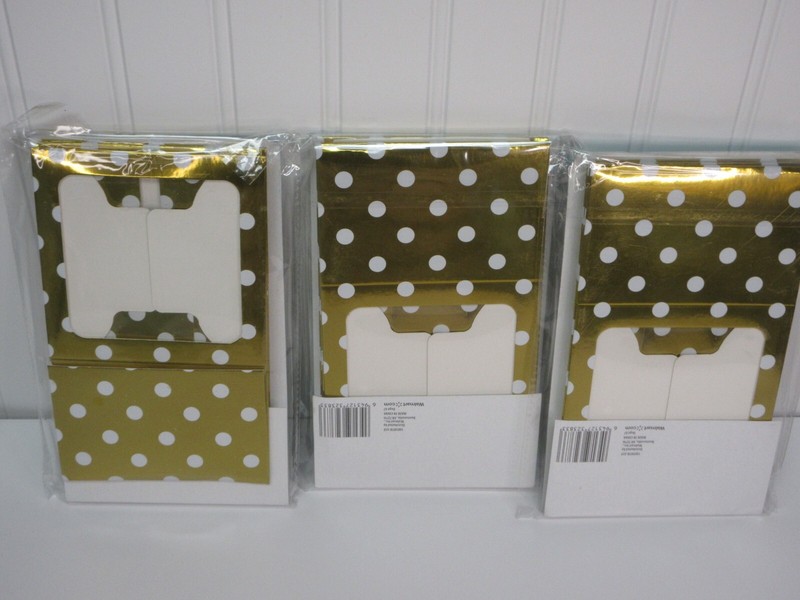 Treat Boxes W/ Window & Cupcake Insert Gold White Polka Dots Lot of 3 -3pack ea gallery