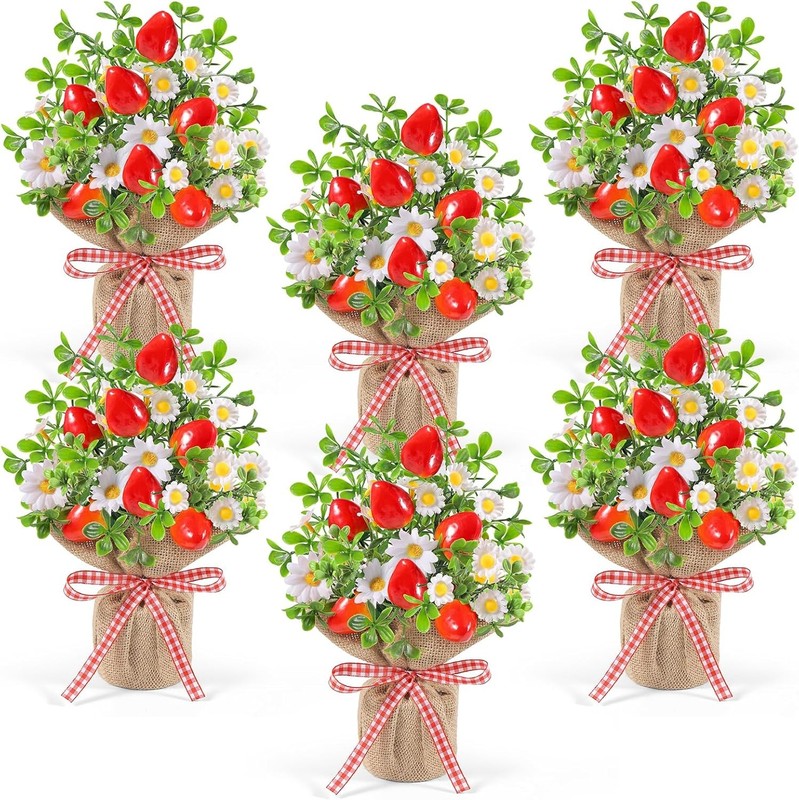 6 Pa Small Stberry Table Centerpiece Artificial Potted Stberry