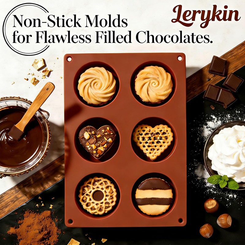 6Cavity Silicone Baking Mold NonStick, 3 Pack Round Cylinder Chocolate Covere... gallery