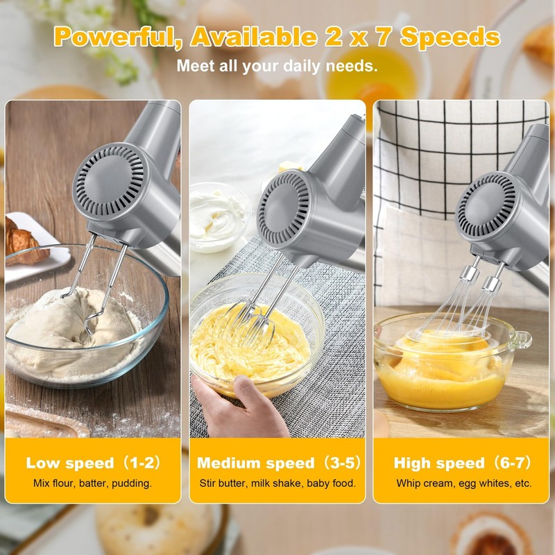 Cordless Electric Hand Mixer, 7 Speed Rechargeable Wireless Handheld Mixer wi... gallery