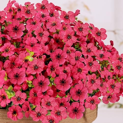 Bundles Artificial Flowers UV Resistant for Patio Outdoors Fake 14 Fuchsia gallery