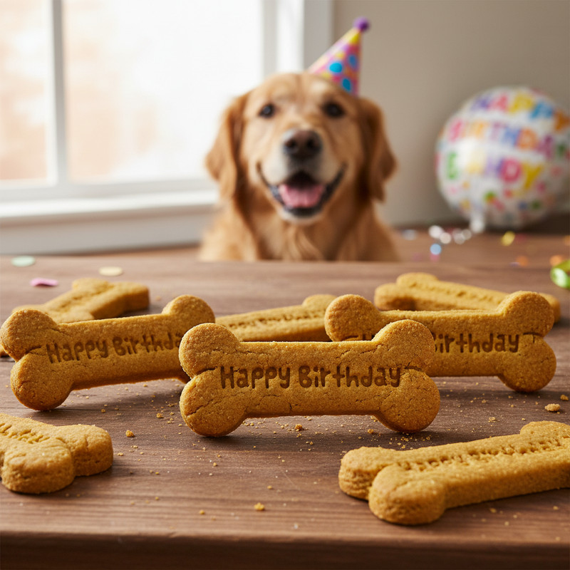Happy Birthday Dog Bone cookie cutter - pet treats party pooch canine bakery gallery