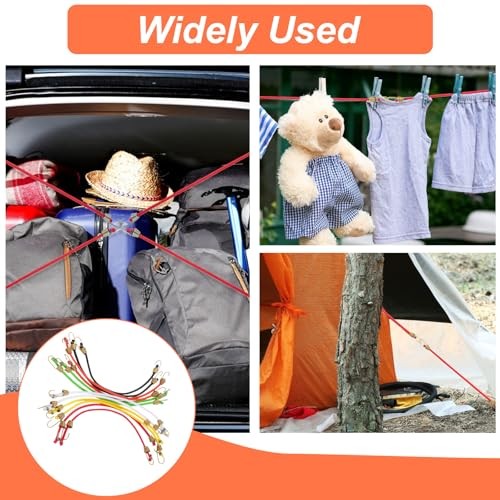 12 Pack Small Bungee Cords with Hooks 10 Inch Multicolor Adjustable Rubber gallery