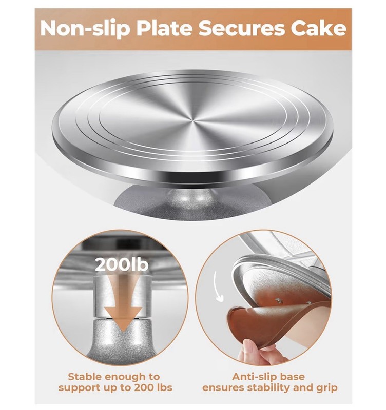 Kootek Aluminium Alloy Revolving Cake Stand 12 Inch Rotating Cake Turntable f... gallery