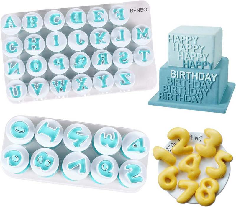 Alphabet Letter Numbers Cake Mould Set, 36 Pieces Fondant Cake Sugar Craft C…